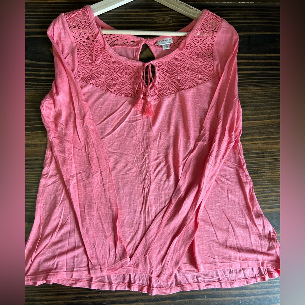 Cape Juby Pink Crochet Top Size Medium